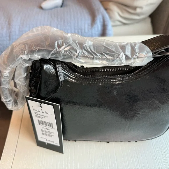 Nicole Miller Black Sparkly Hobo Shoulder Bag - Picture 3 of 3